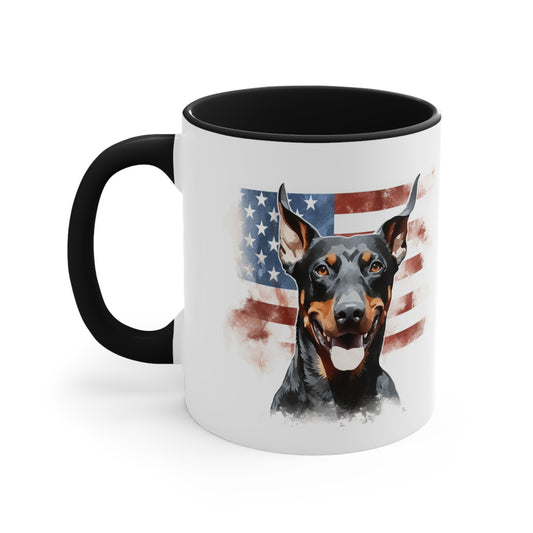 Doberman Patriotic Coffee Mug with Color