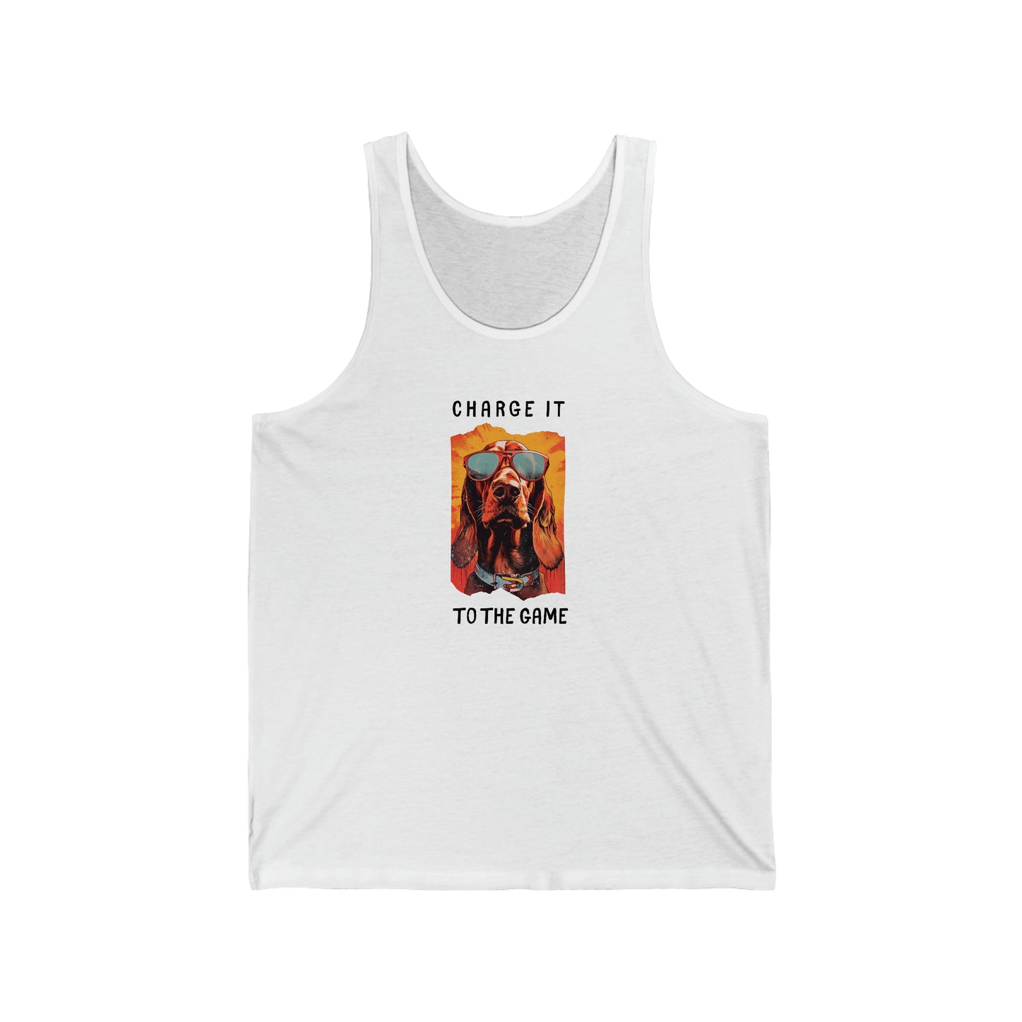 Charge It To The Game - Red Tick Hound Tank Top